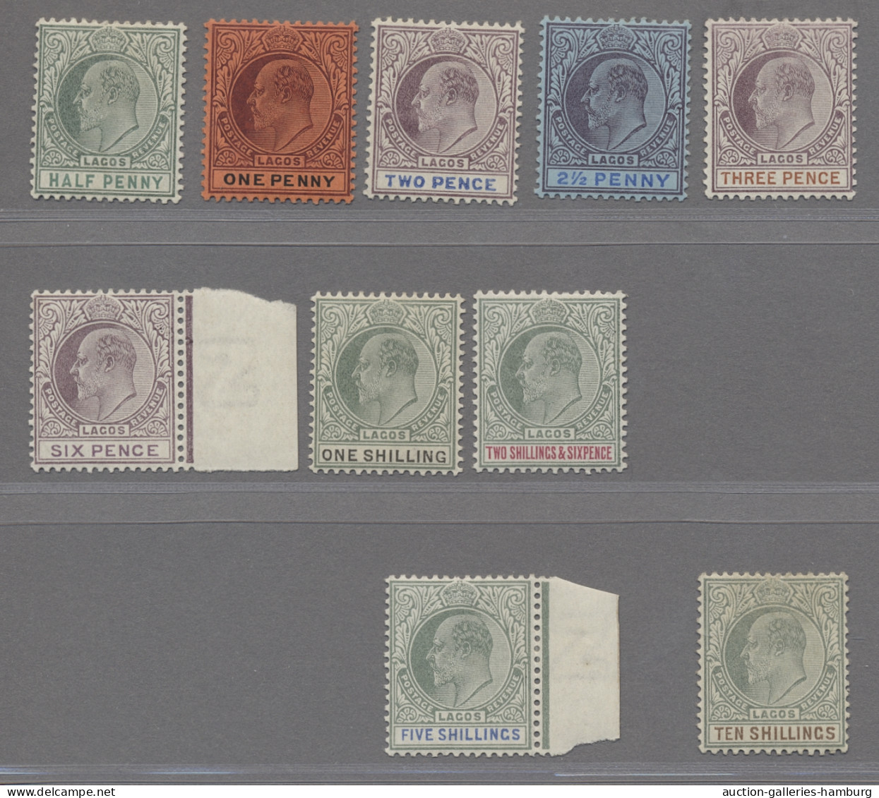 Lagos: 1904, Edward VII, Watermark CA, Mixed Hinged/MNH, Scarce, Top Value Signe - Nigeria (...-1960)