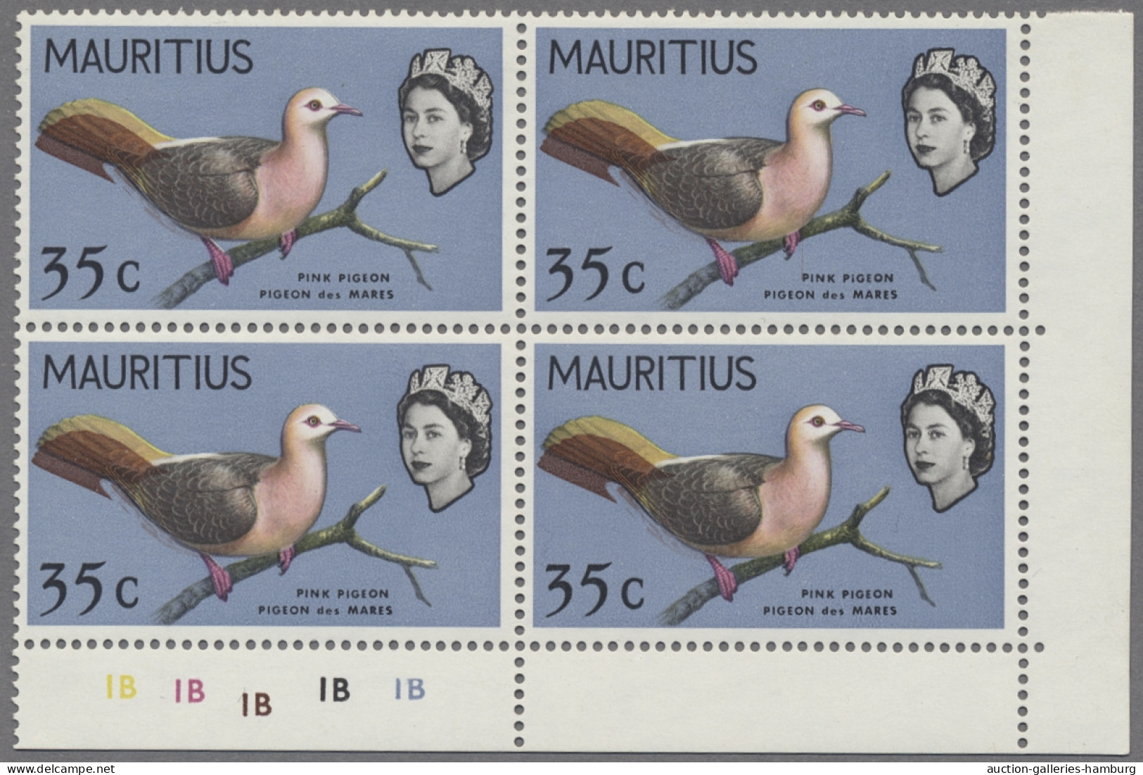 Mauritius: 1967, Freimarken Vögel, 35 C. Mauritius-Rosataube Mit Stark Nach Unte - Mauricio (...-1967)