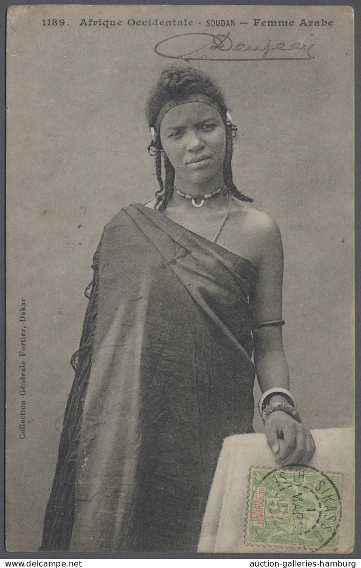 Senegambia & Niger: 1903, Bedarfs-Ak Mit 5c. Bildseitig Frankiert, Mit Stempel V - Other & Unclassified