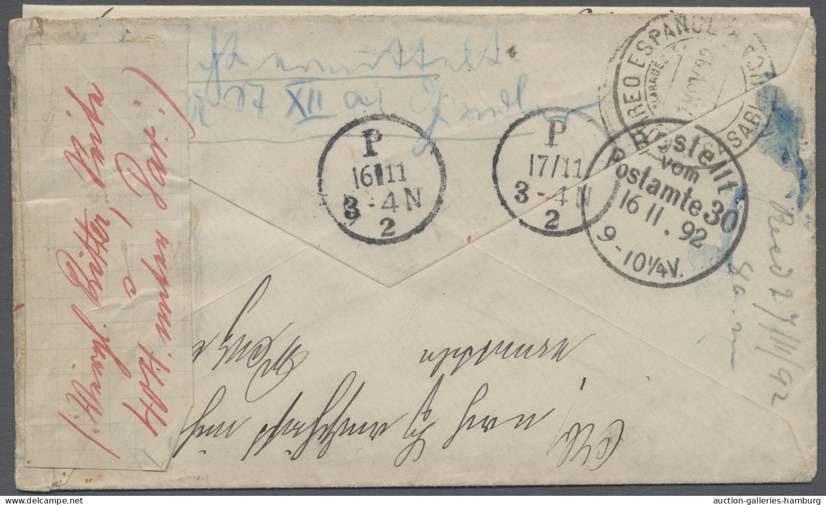 Spanish Morocco: 1892, Incoming Mail, Letter From Berlin Addressed To DAR EL BAI - Marruecos Español