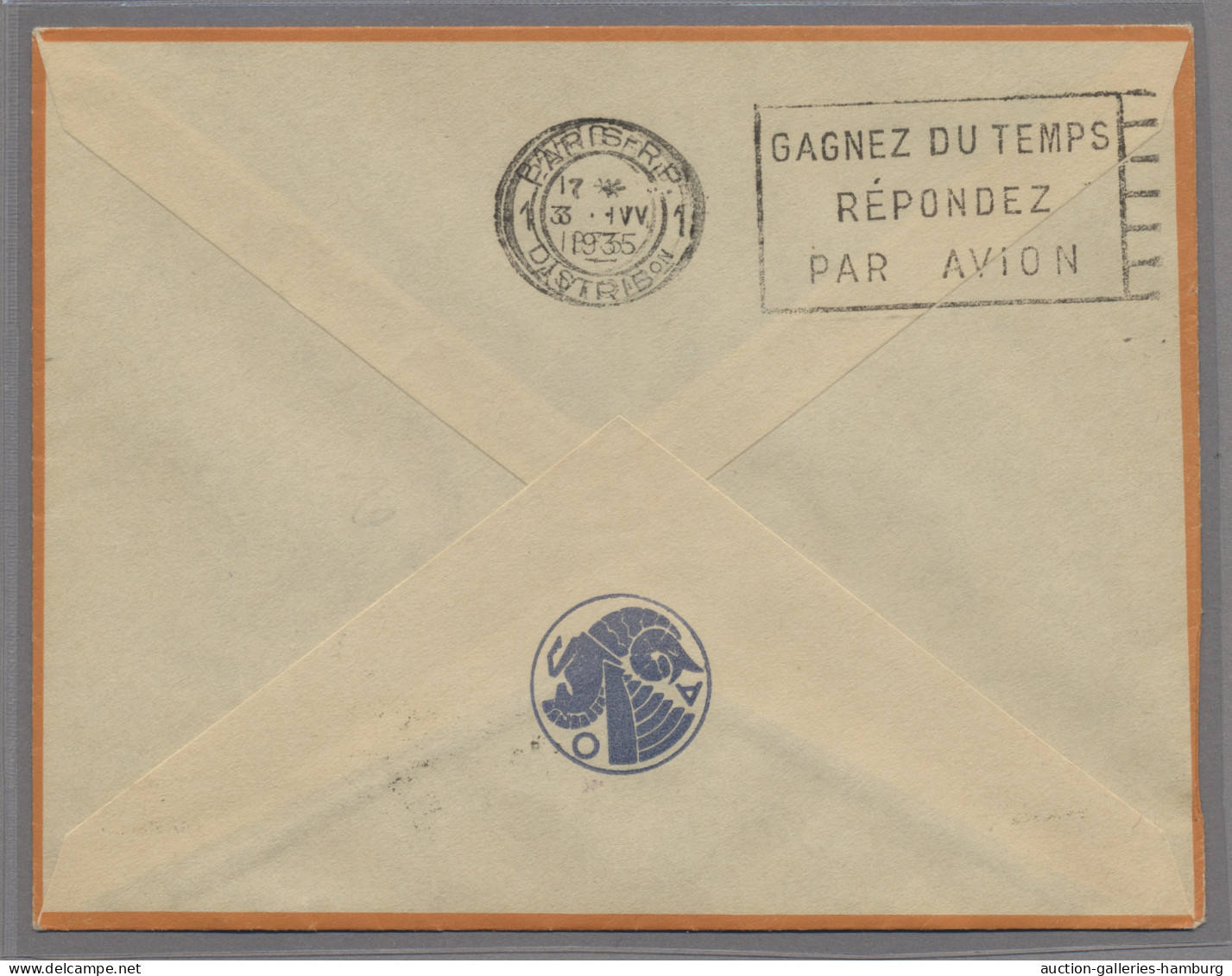 Tunisia: 1935, 2.4., Erstflugbrief Nach Paris, Mit Entsprech. Sonderstempel, Kab - Tunisia (1956-...)