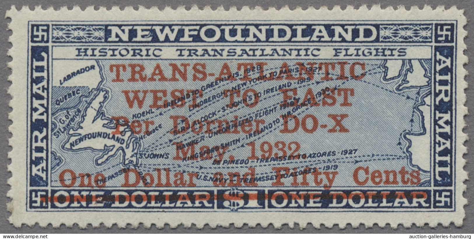 Newfoundland: 1932, "Transatlantic Flight", Lightly Hinged In Outstanding Qualit - 1857-1861