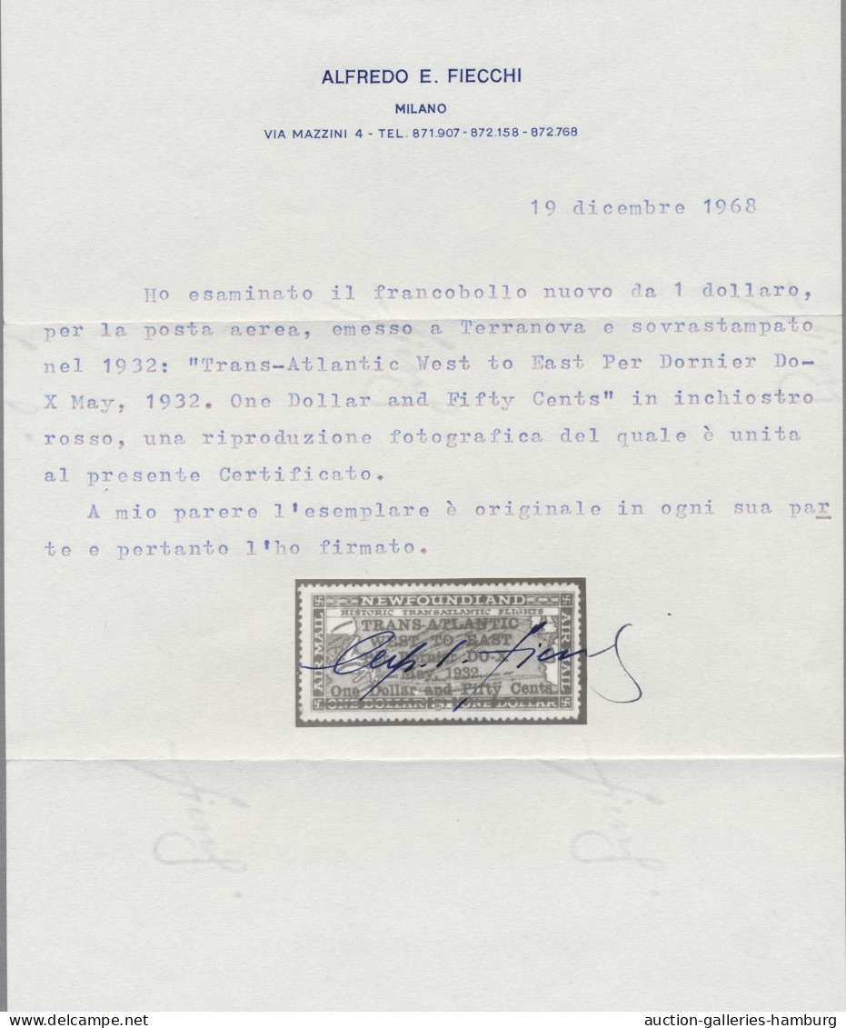 Newfoundland: 1932, "Transatlantic Flight", Lightly Hinged In Outstanding Qualit - 1857-1861