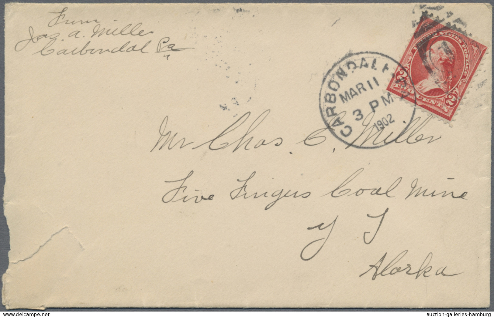 Canada: 1902, Five Fingers Coal Mine, Yukon Territory, Two Incoming Covers From - Cartas & Documentos