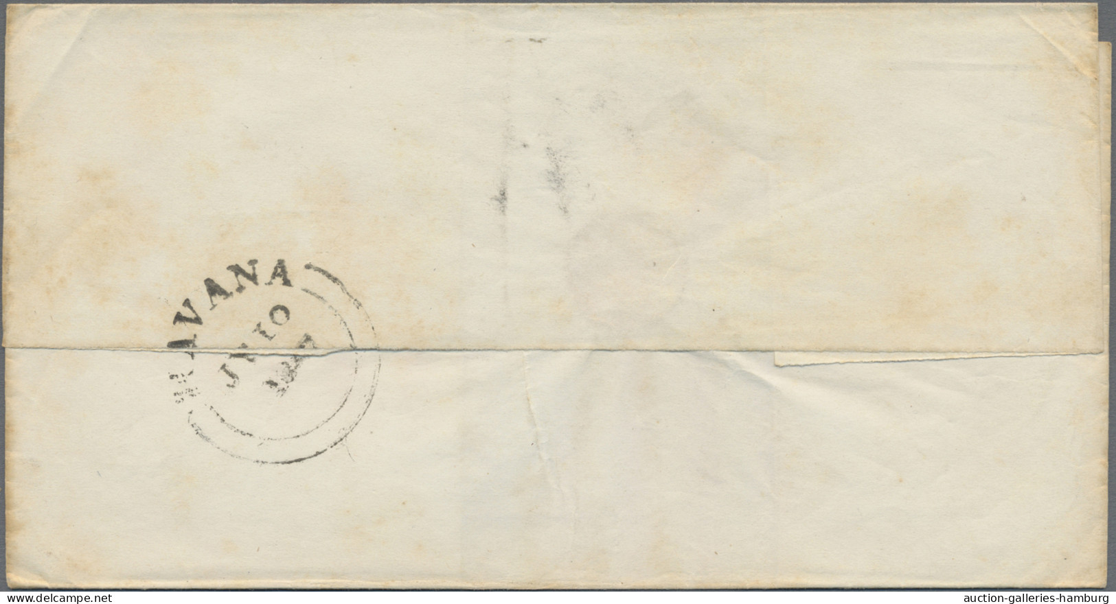 Cuba -  Pre Adhesives  / Stampless Covers: 1841, Crowned-circle "PAID AT HAVANNA - Prephilately