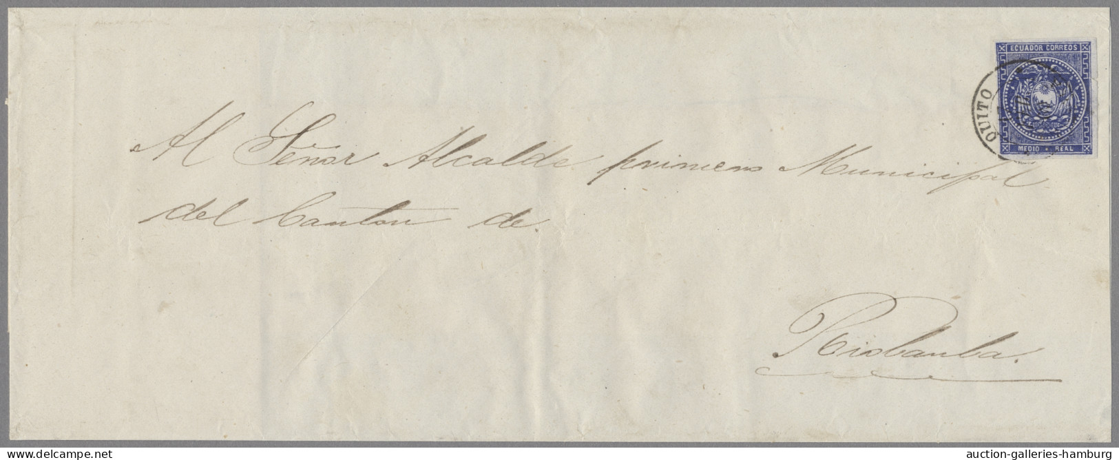 Ecuador: 1865, 1/2r Blue With Full To Large Margins All Around On Fine Cover Fro - Equateur