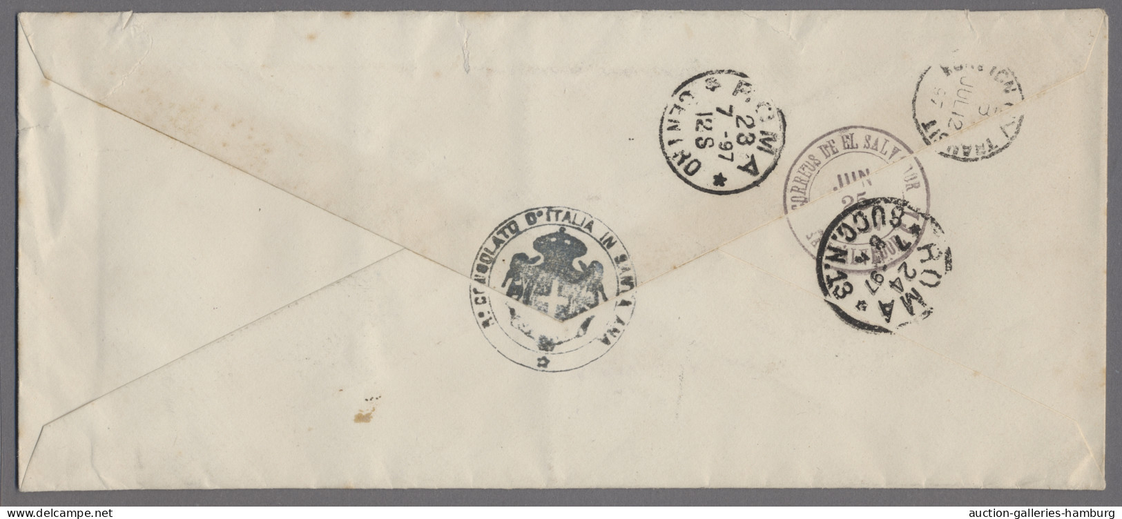 El Salvador: 1897, Large Commercial Envelope Of The Consulate Of Italy At Santa - El Salvador