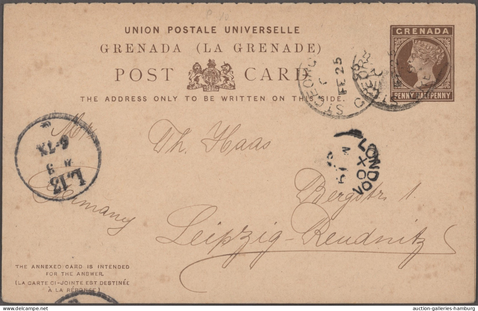 Grenada - Postal Stationery: 1891/1914, Posten Von Zwölf Gebrauchten Ganzsachen, - Granada (...-1974)