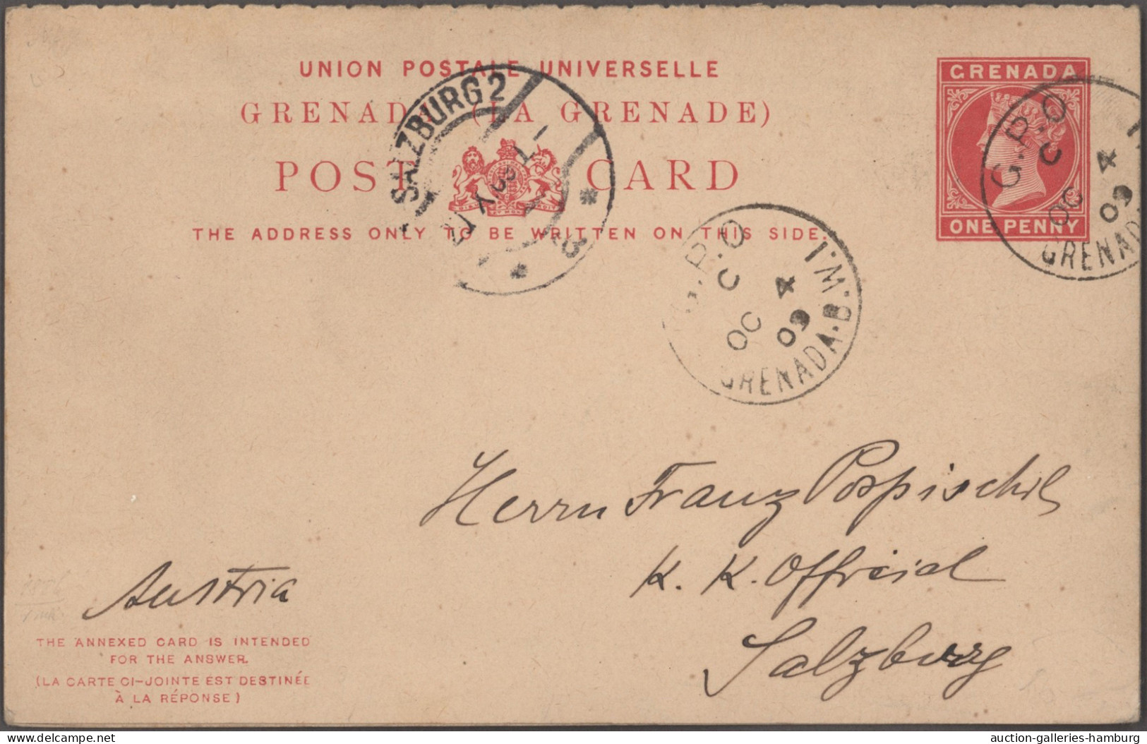 Grenada - Postal Stationery: 1891/1914, Posten Von Zwölf Gebrauchten Ganzsachen, - Granada (...-1974)