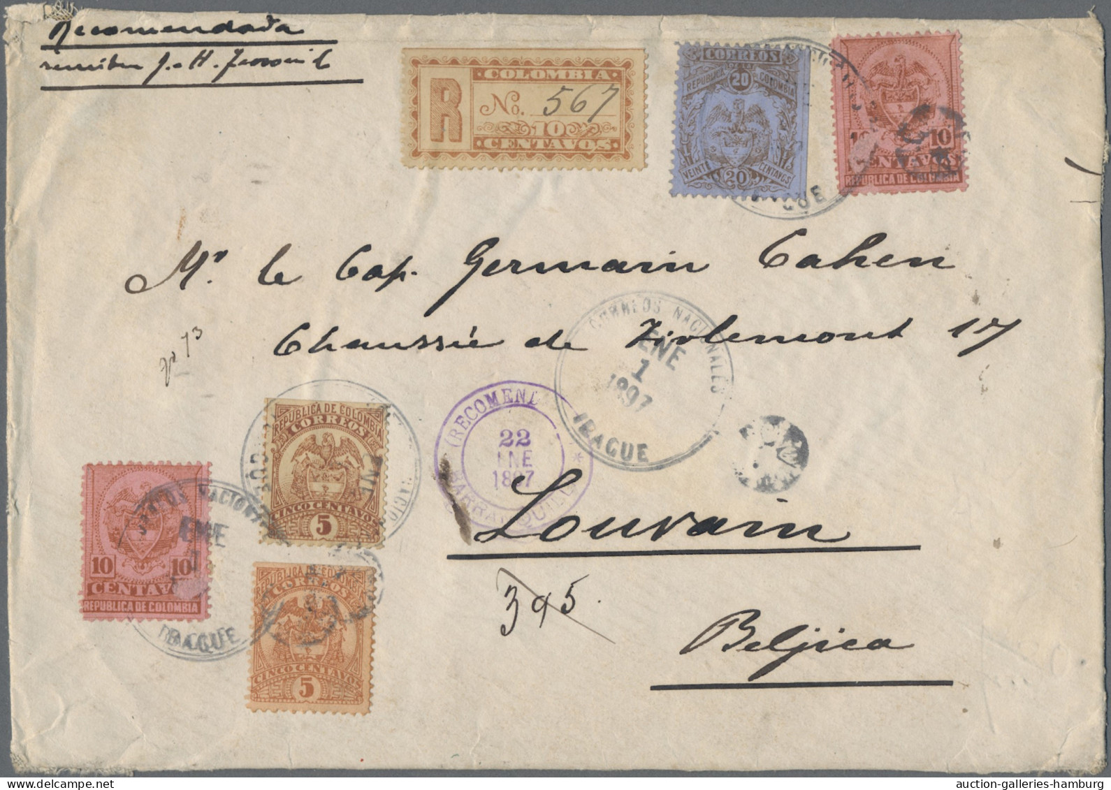 Columbia: 1897, 5c. Brown On Cream (two Shades), 10c. Brown On Rose (2), 20c. Br - Colombie