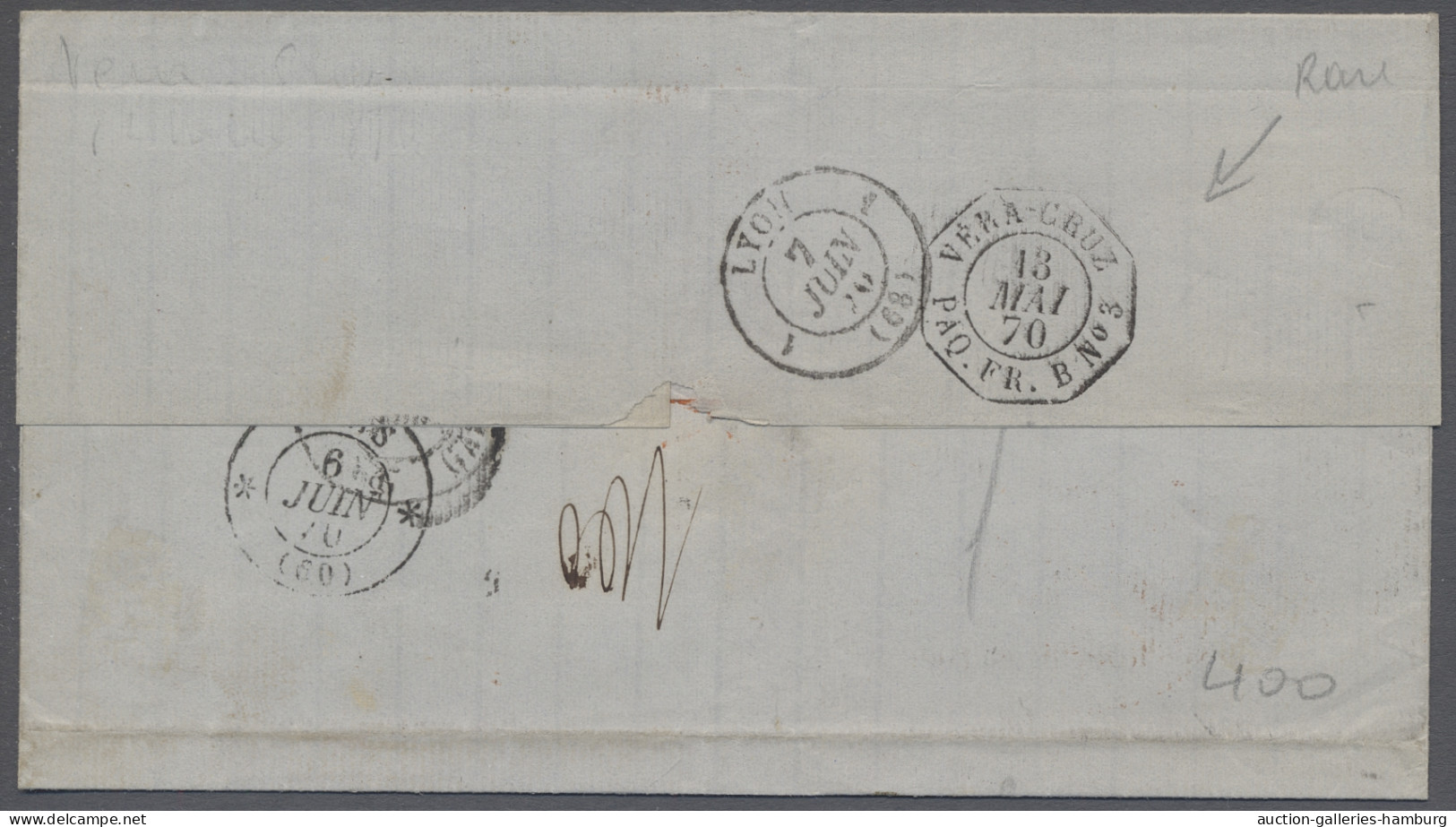 Mexico - Pre Adhesives  / Stampless Covers: 1870, May 12, EL From VERA CRUZ To L - México