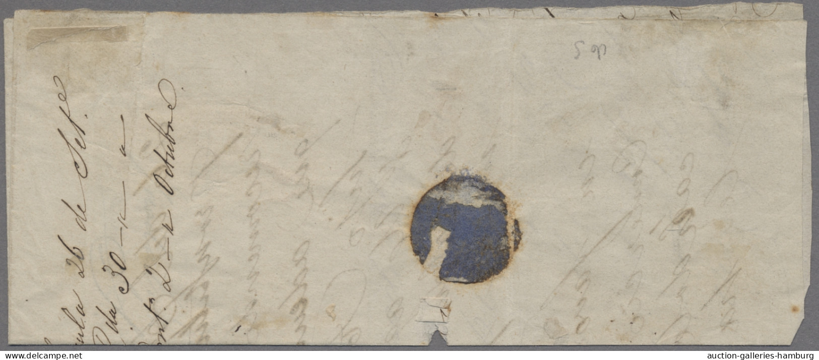 Mexico: GUADALAJARA, 1867 Part Of A Cover Bearing "Un Real" Grey-blue Cut To Sha - Mexico