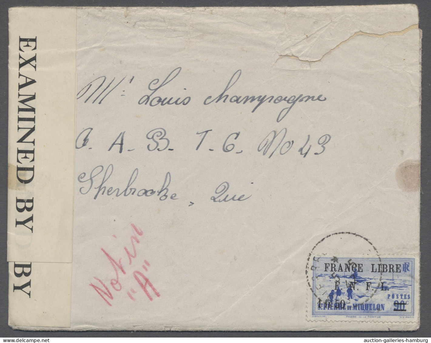 St. Pierre Et Miquelon: 1943, 90 C. Blau Mit Aufdruck "1,50 Fr. FRANCE LIBRE F.N - Otros & Sin Clasificación