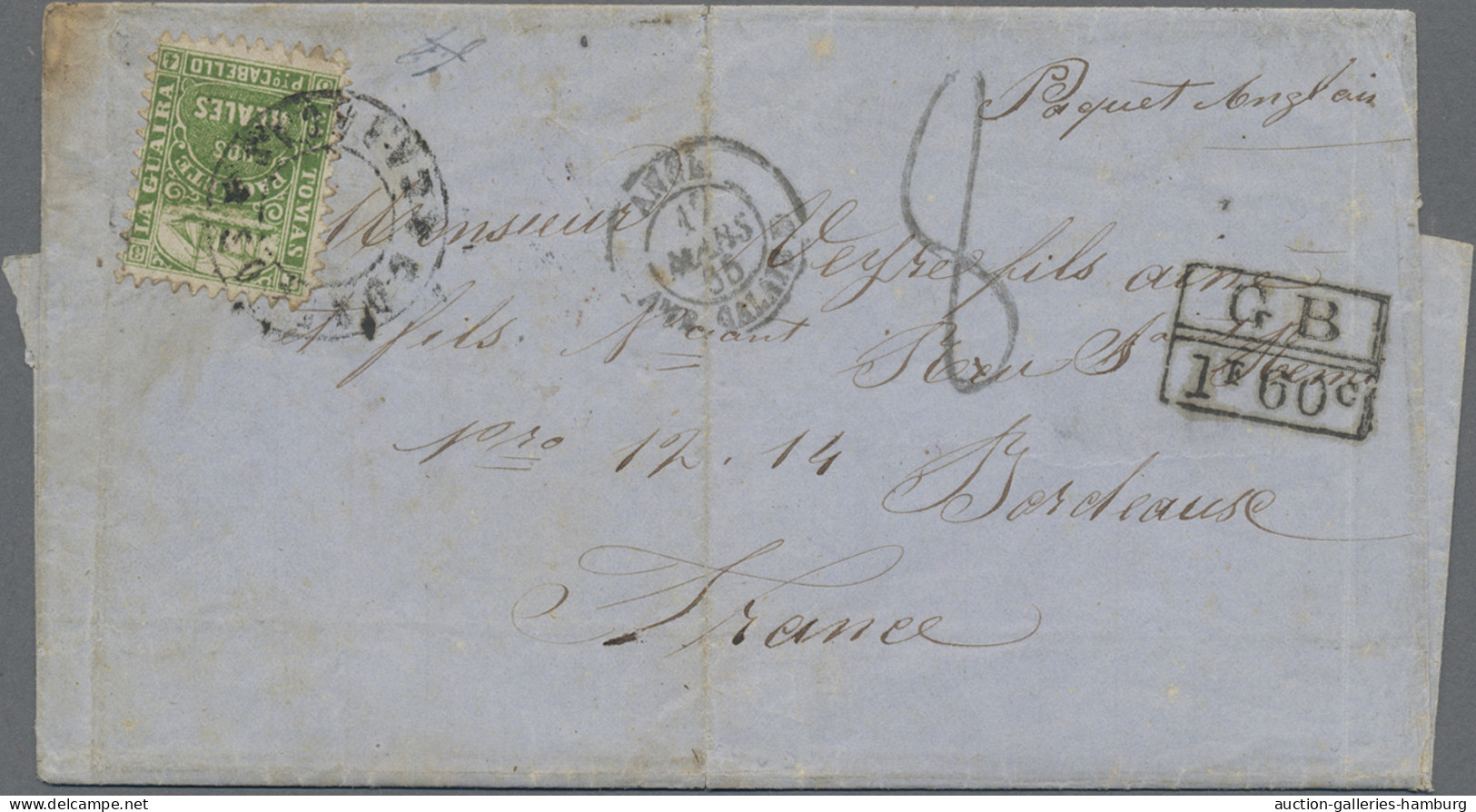 Venezuela: 1865, 2r. Yellow-green, Single Franking On Entire Letter With Full Me - Venezuela