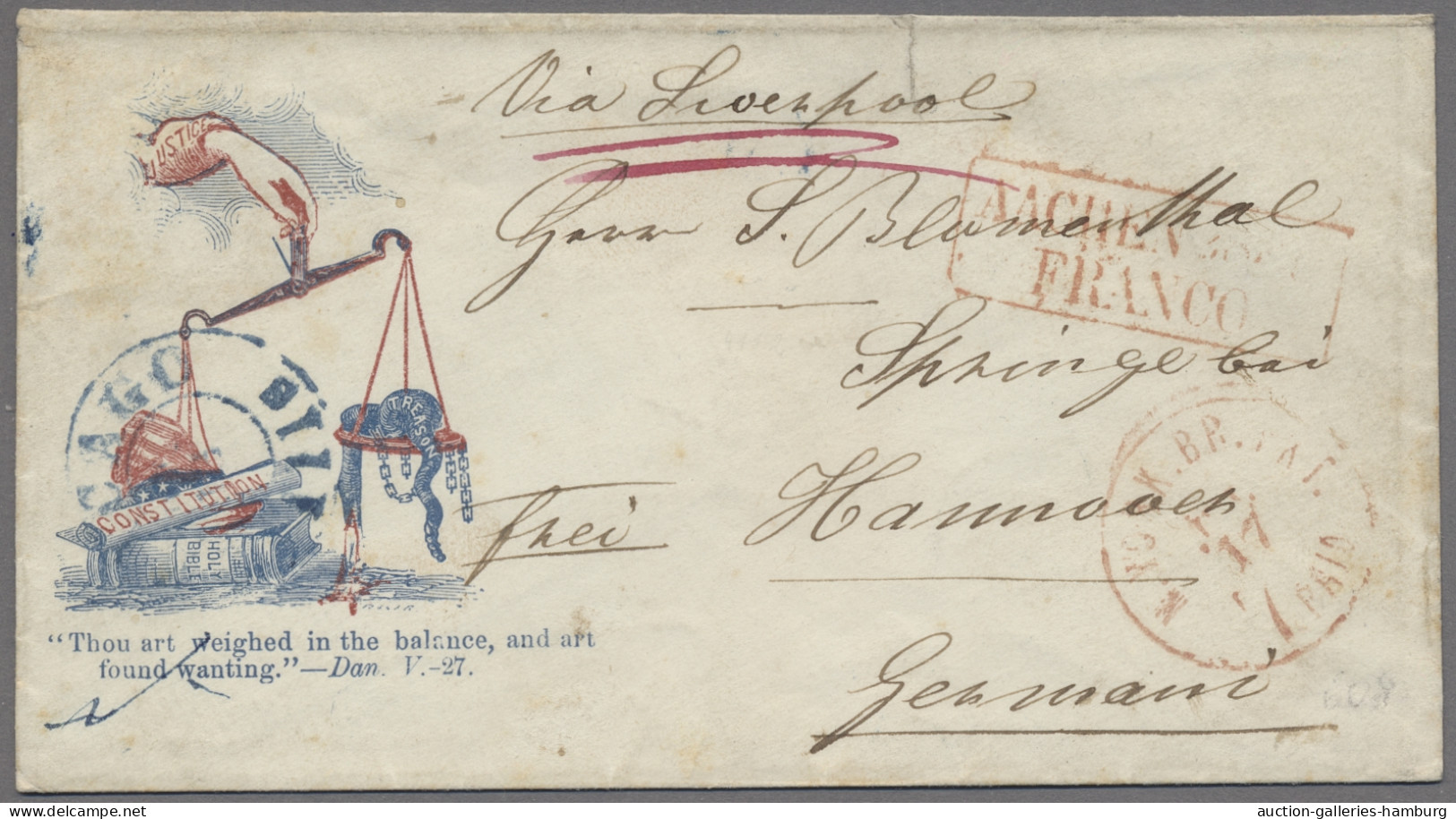 United States Of America: 1861 (ca.), Attraktiver Patriotic Cover Aus Dem Bürger - …-1845 Préphilatélie