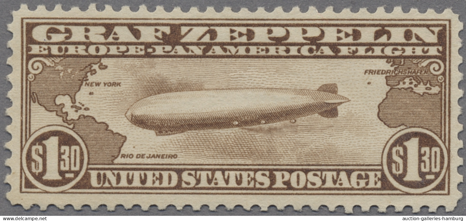 United States: 1930, Besuch Des Luftschiffs Graf Zeppelin, Alle Drei Werte Norma - Unused Stamps