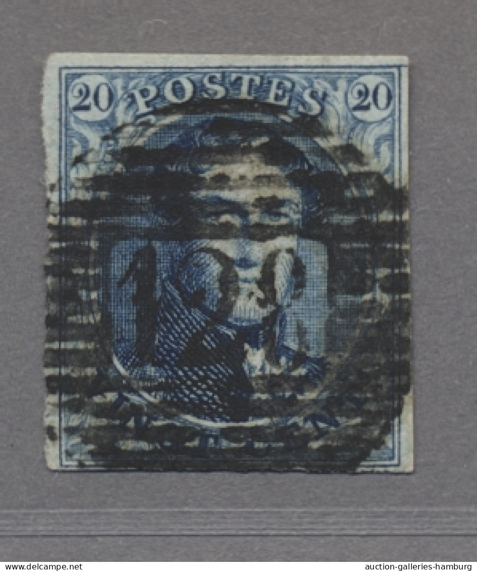 Belgium: 1850-58, Medaillons, 7 Ausgesucht Breitrandige Pra./Kab.Stücke, Mi. 300 - Used Stamps