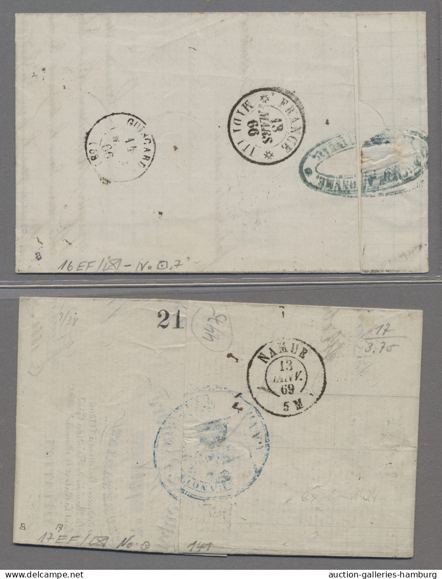 Belgium: 1866-1869, Leopold I., Freimarkenausgabe 1865-66, 10 C. Bis 40 C. Jewei - Briefe U. Dokumente