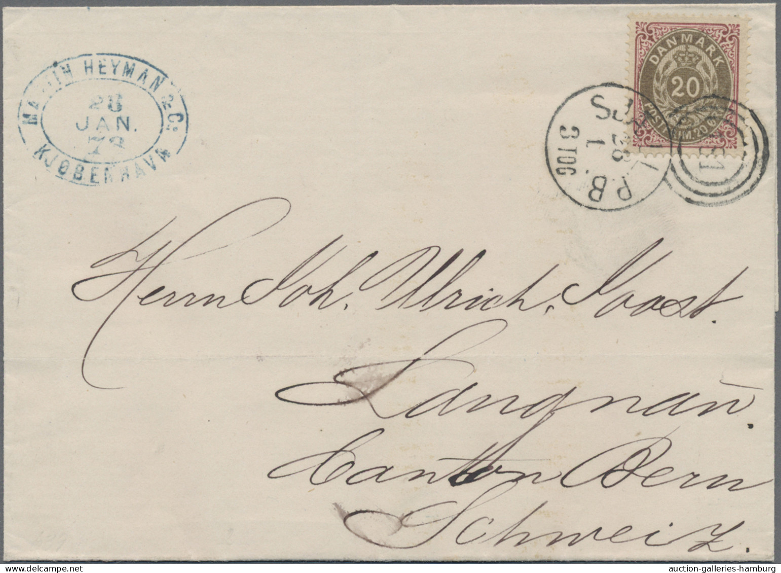 Denmark: 1878, 20ö. Carmine/grey, Single Franking On Lettersheet From Copenhagen - Lettres & Documents
