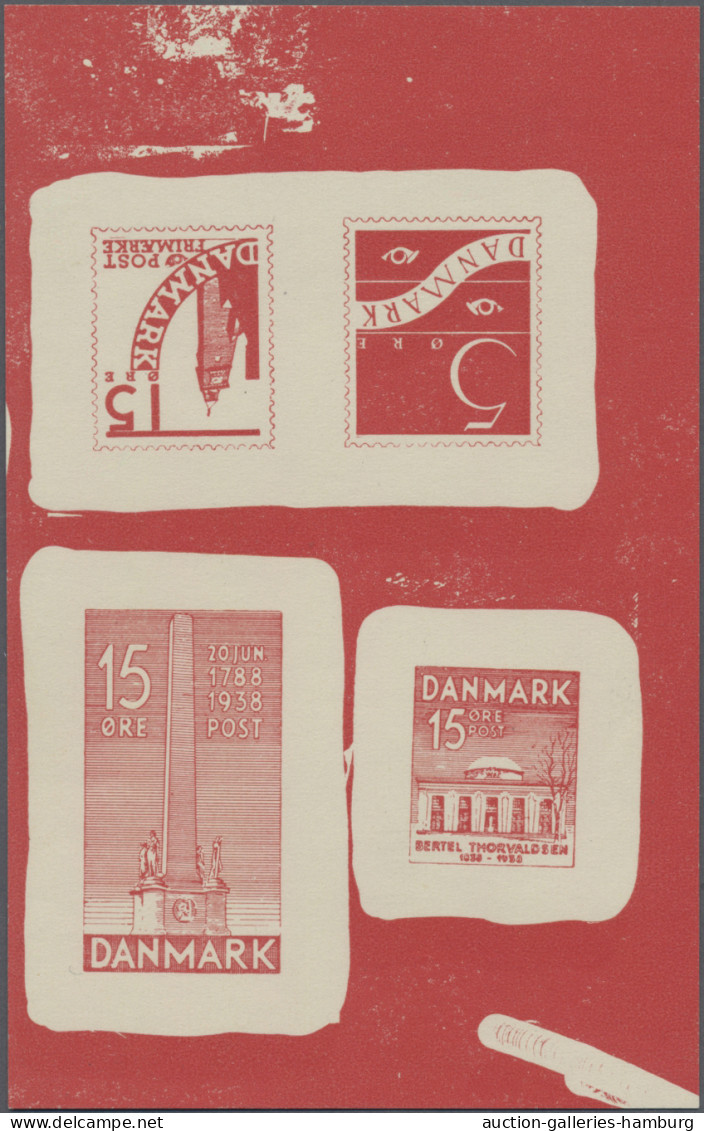 Denmark: 1938, Freedom Monument/Bertel Thorvaldsen, Combined Proof Sheet In Red - Nuevos