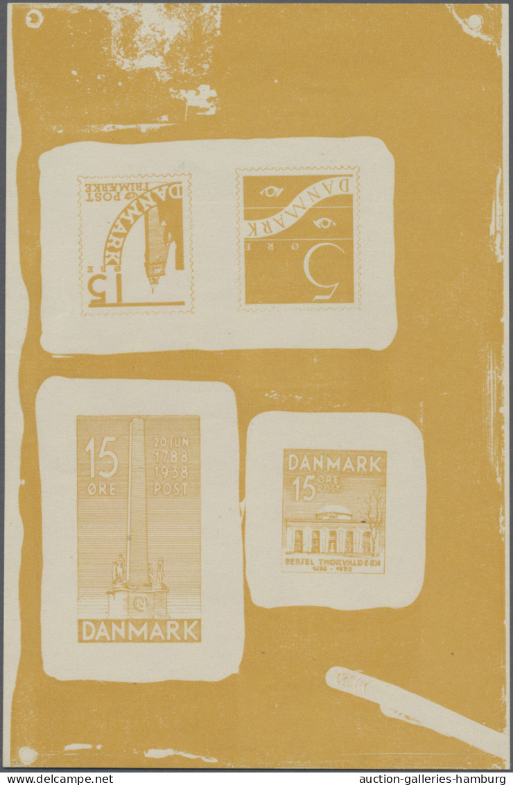 Denmark: 1938, Freedom Monument/Bertel Thorvaldsen, Combined Proof Sheet In Yell - Nuevos