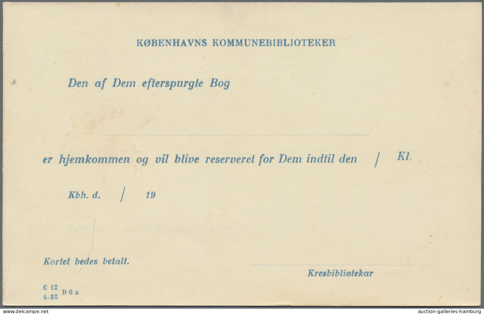 Denmark - Postal Stationery: 1931, Postkarte Der Kopenhagener Gemeinde-Bibliothe - Entiers Postaux