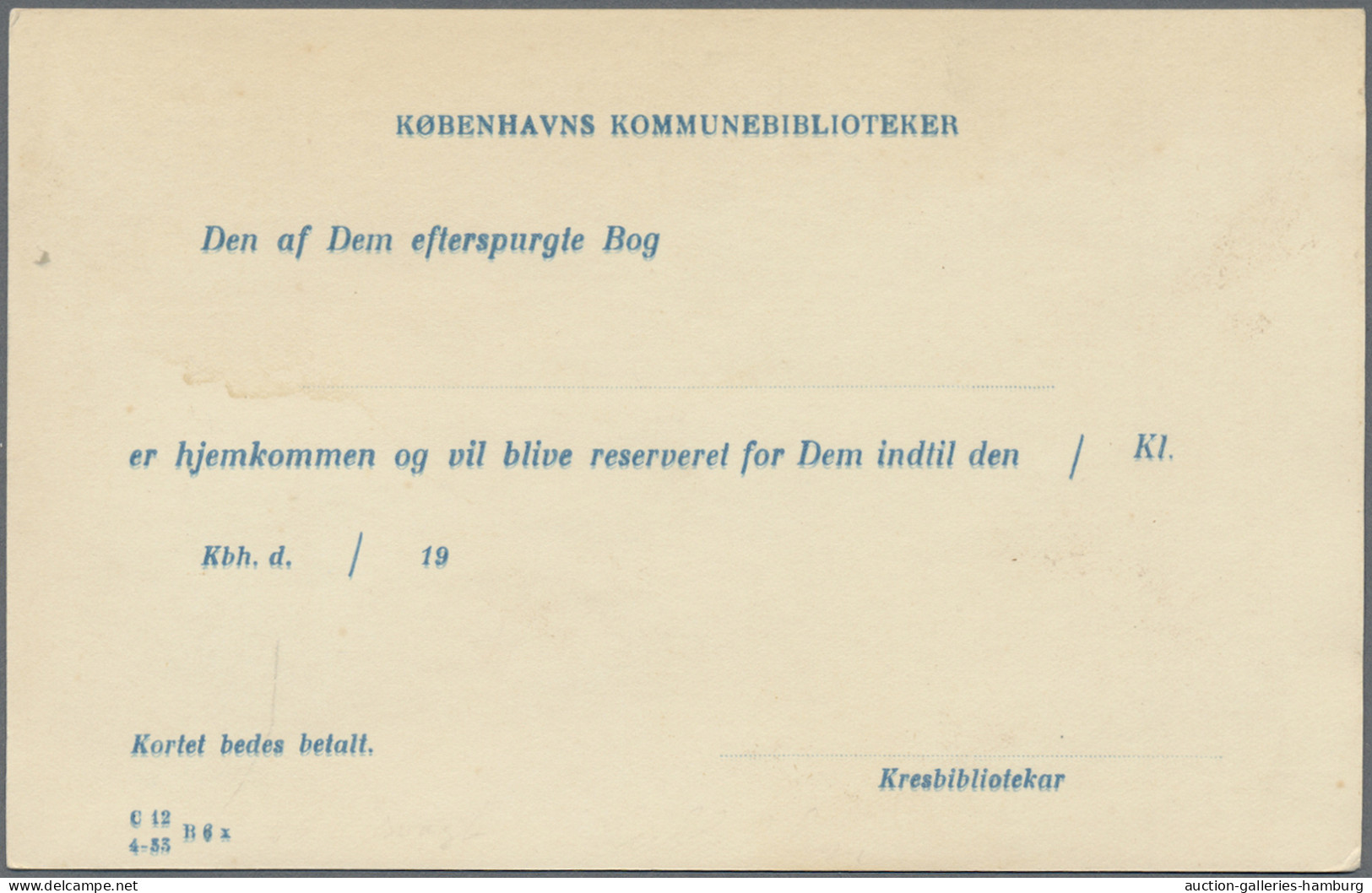 Denmark - Postal Stationery: 1931, Postkarte Der Kopenhagener Gemeinde-Bibliothe - Postal Stationery