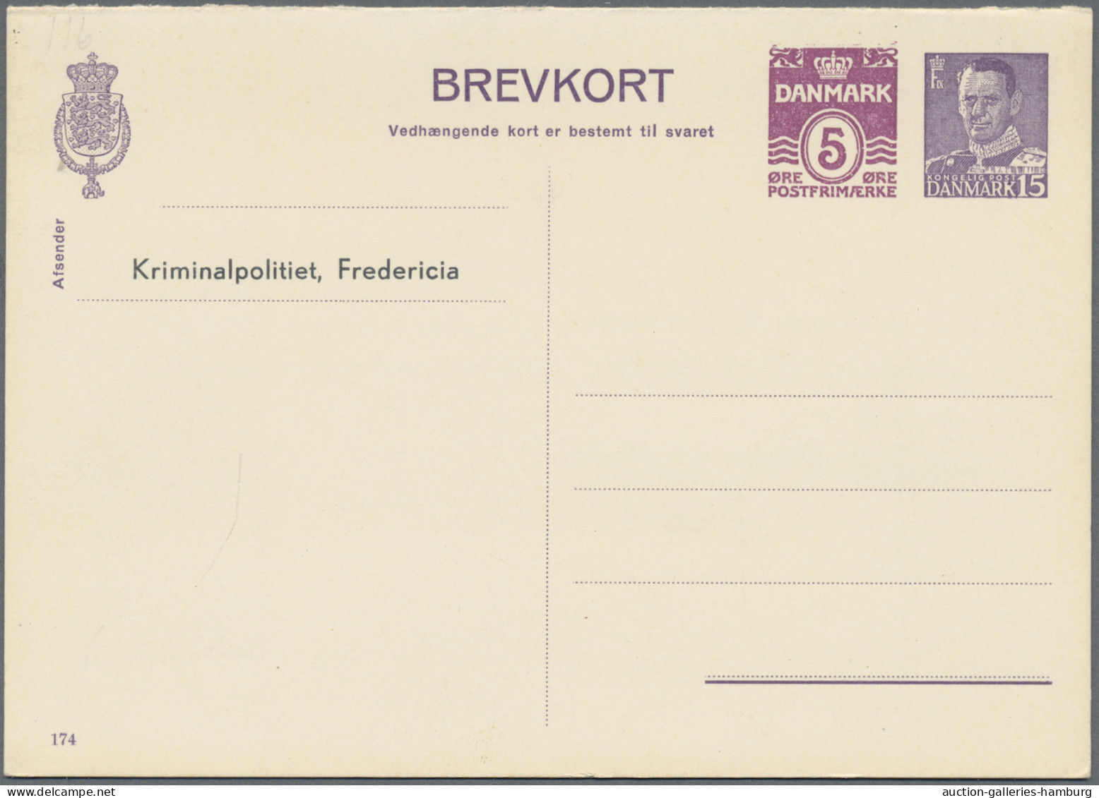 Denmark - Postal Stationery: 1952/1955, Doppelkarte Mit Zwei Wertstempeln, Ziffe - Postal Stationery