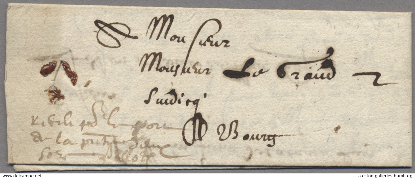 France -  Pre Adhesives  / Stampless Covers: 1601, Brief Von DIJON Nach BOURG-en - 1701-1800: Precursors XVIII