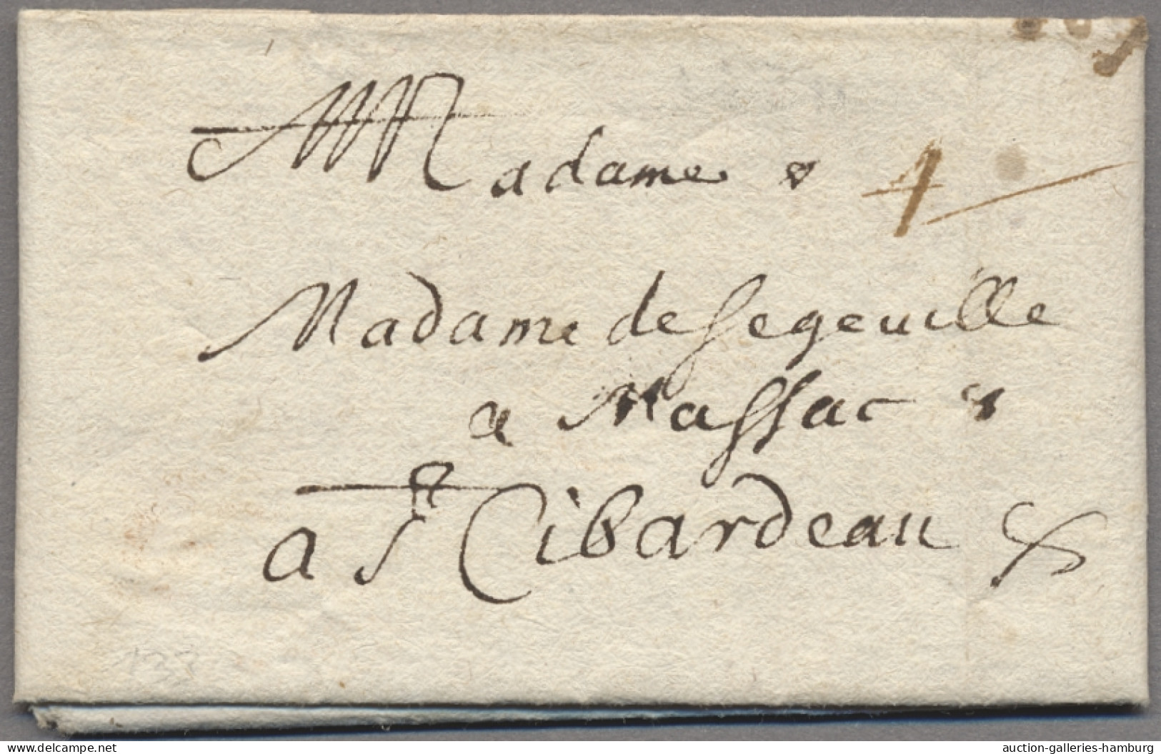 France -  Pre Adhesives  / Stampless Covers: 1674, 7.Aug., Billettbriefchen Von - 1701-1800: Precursors XVIII