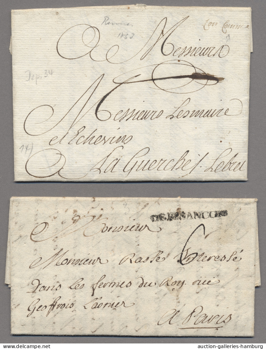 France -  Pre Adhesives  / Stampless Covers: 1735, 1763; Zwei Frühe Briefe, Von - 1792-1815: Conquered Departments