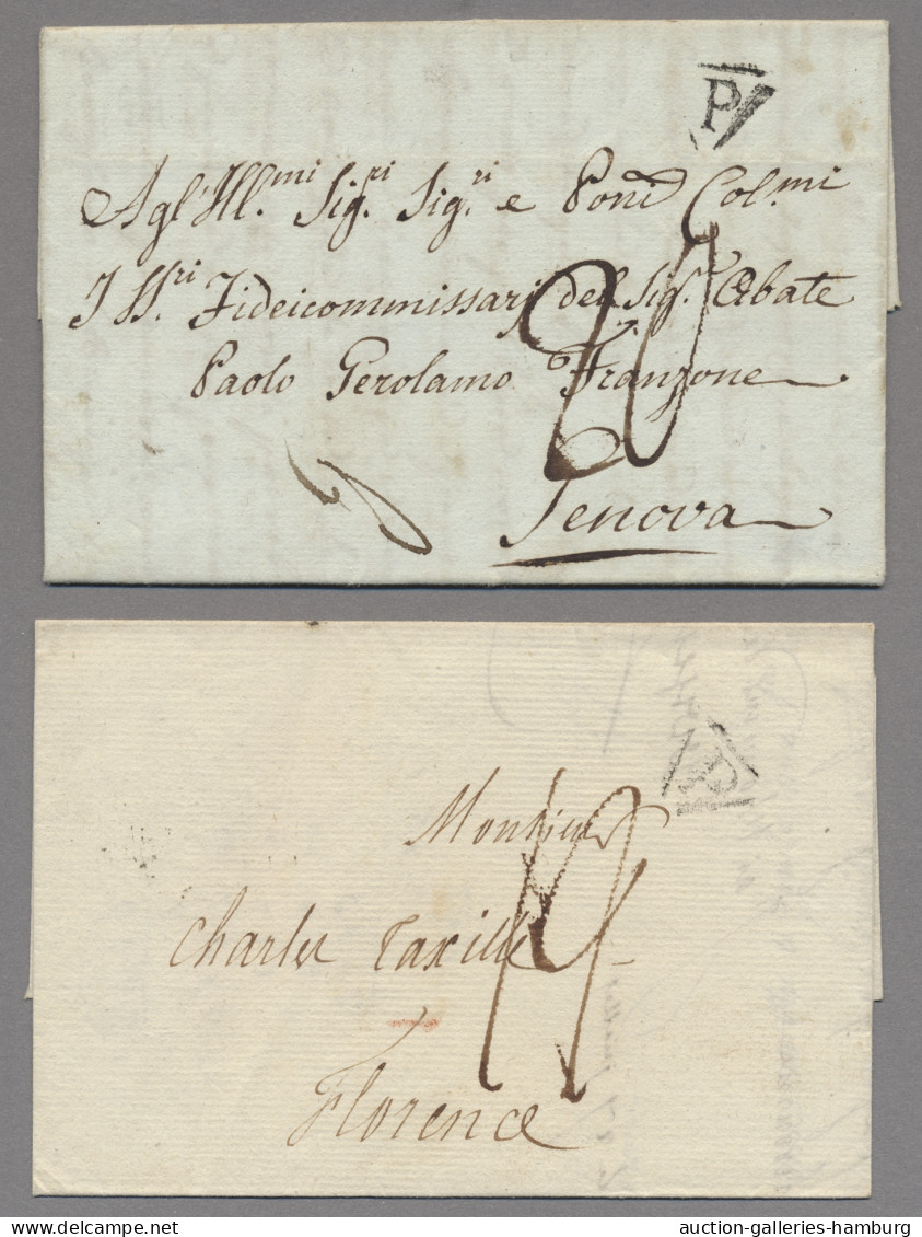 France -  Pre Adhesives  / Stampless Covers: 1795, 1813, Zwei Briefe Nach Italie - 1801-1848: Précurseurs XIX