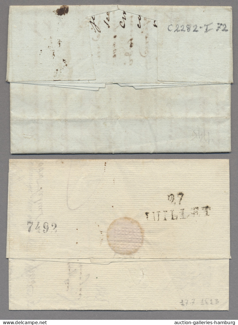 France -  Pre Adhesives  / Stampless Covers: 1795, 1813, Zwei Briefe Nach Italie - 1801-1848: Précurseurs XIX