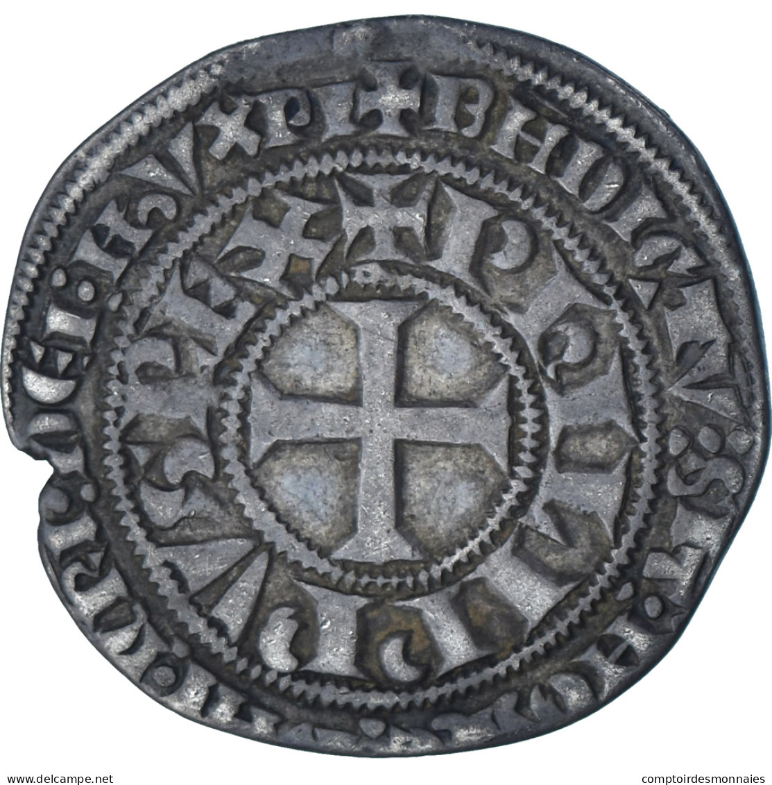 France, Philippe IV Le Bel, Gros Tournois à L'O Rond, 1285-1290, Argent, TTB+ - 1285-1314 Philipp IV Der Schöne