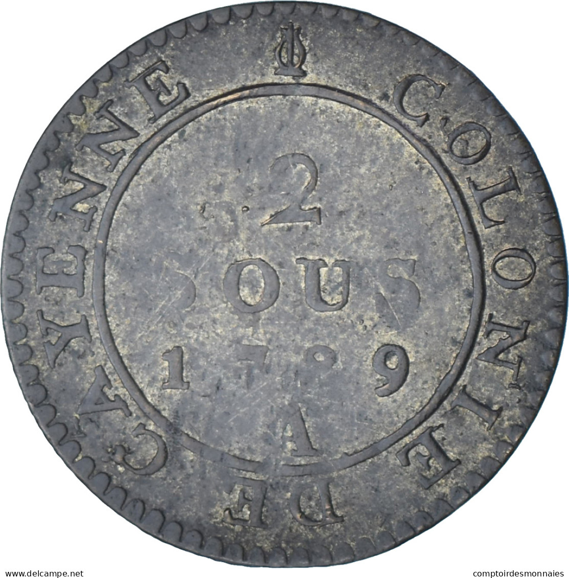Guyana, Louis XVI, 2 Sous, Colonie De Cayenne, 1789, Paris, Cuivre, TB+ - Other & Unclassified