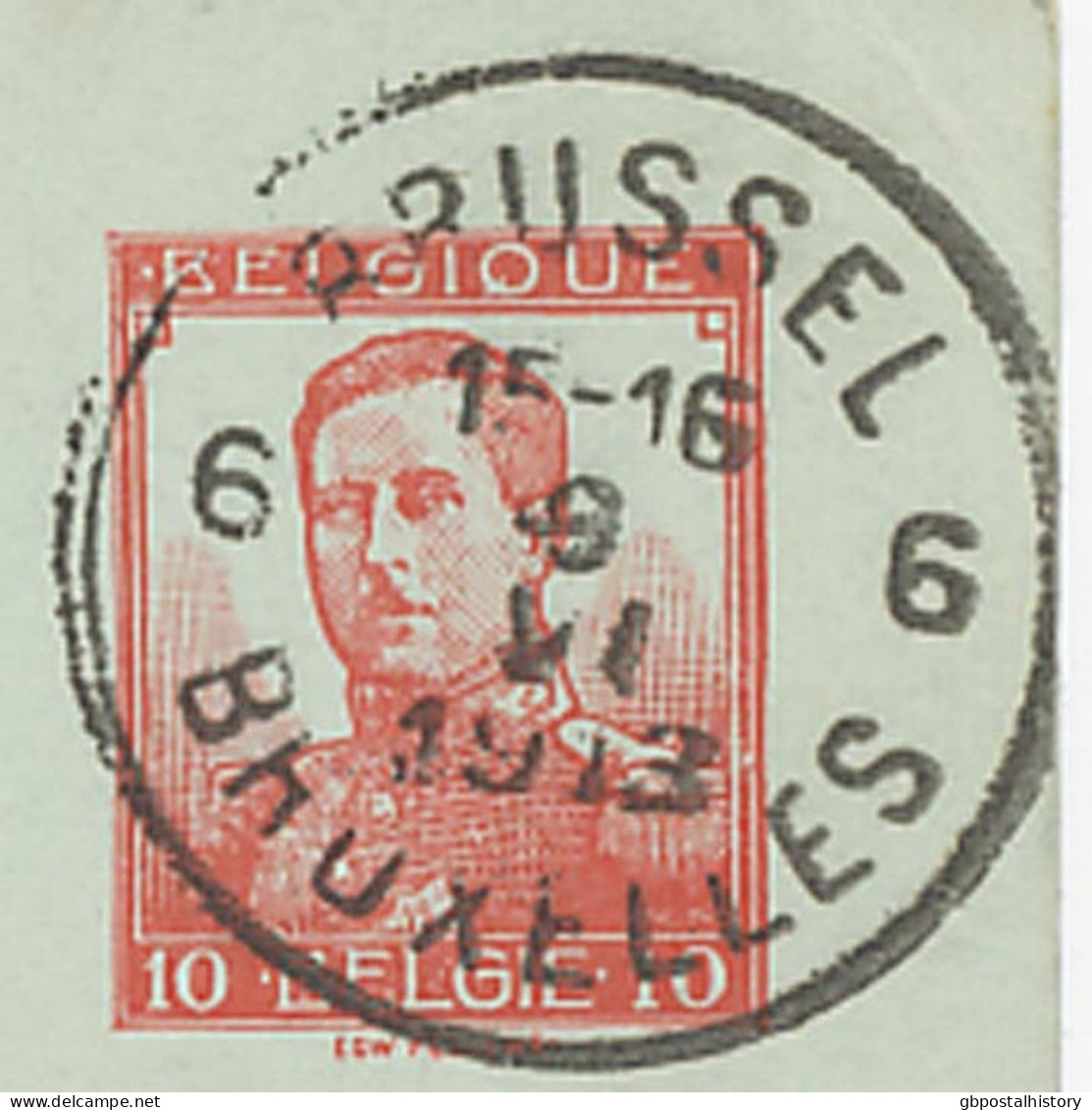 BELGIEN 1913 Albert I 10C Postkarte M K1 "BRUSSEL / BRUXELLES 6" Nach KAISERSLAUTERN, ABART: Weißer Punkt Nach "BELGIQUE - Unclassified