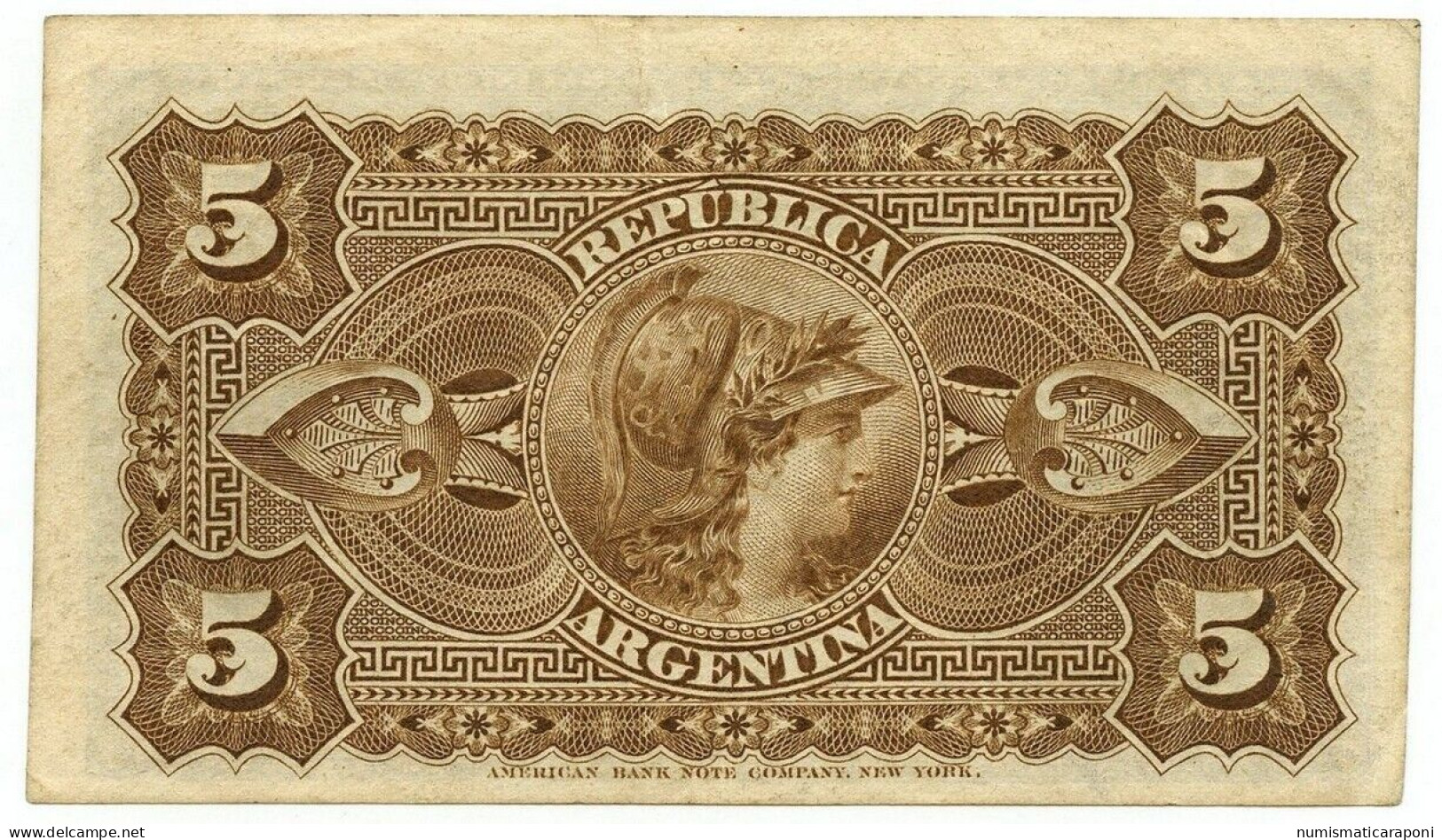 5 CENTAVOS REPUBLICA ARGENTINA BANCO NACIONAL AVELLANEDA 01/10/1883 QSPL Lotto 570 - Argentinien