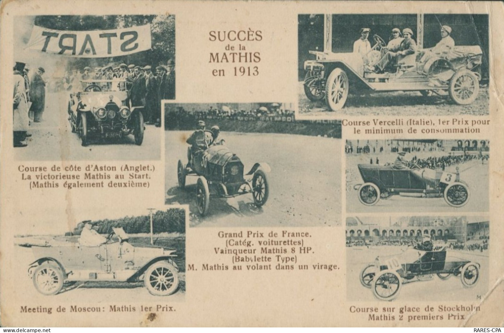 SUCCES De La MATHIS - Multivues Des Prix En 1913    / état - Toerisme