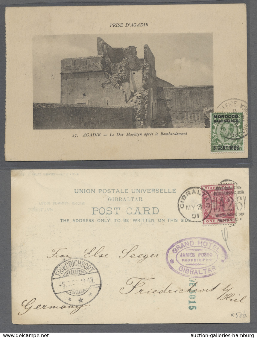 Gibraltar - Specialities: 1901-1914, Four Postal Pictorial Cards (3x Franked On - Gibraltar