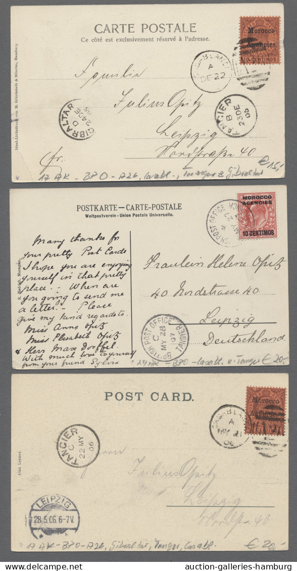 British Post In Morocco: 1905-1908, Acht Verschiedene Ansichtskarten Aus Einer K - Other