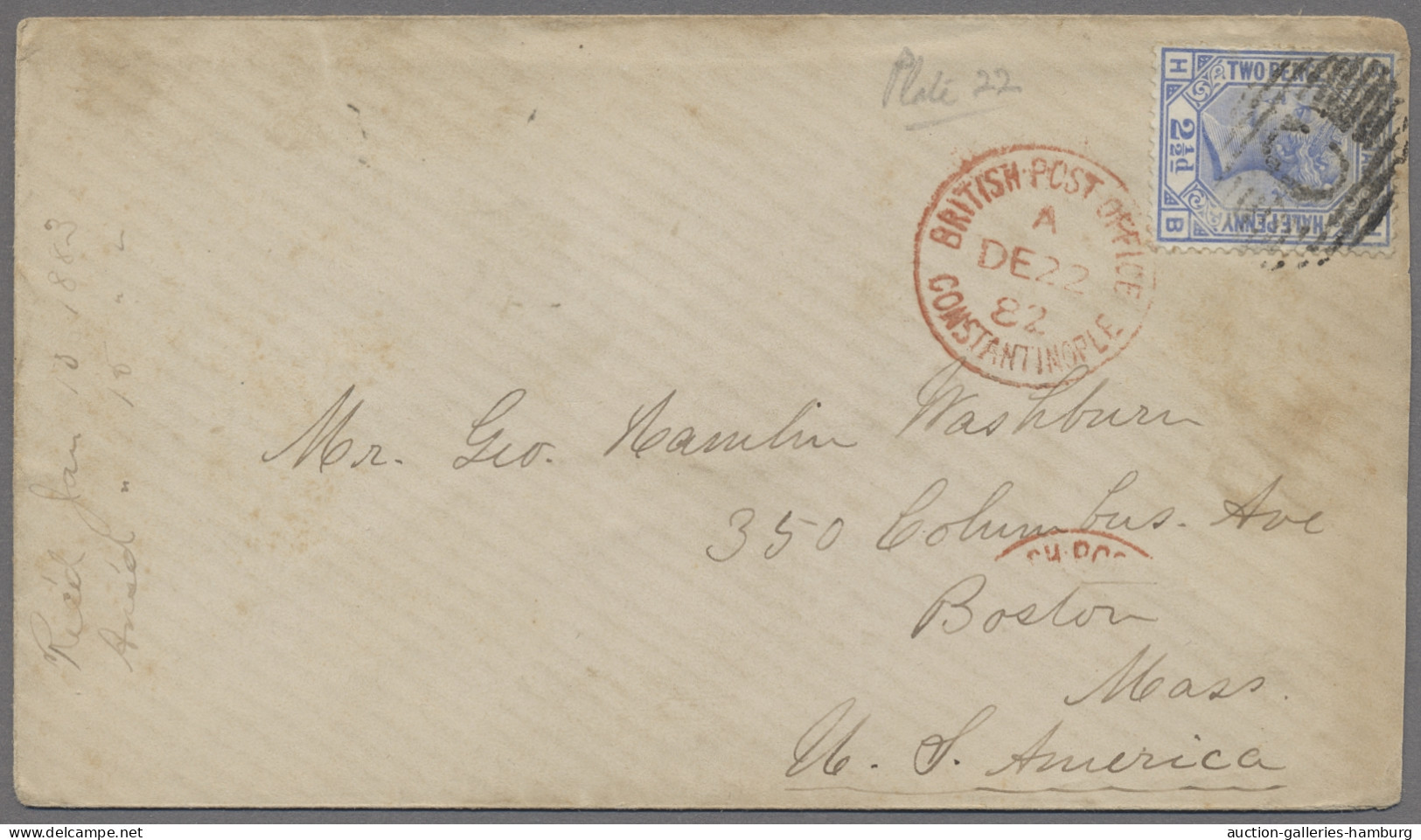 Great Britain - Used Abroad: Brit. PO Levante, 1882, Letter Bearing GB 2 1/2d Be - Otros