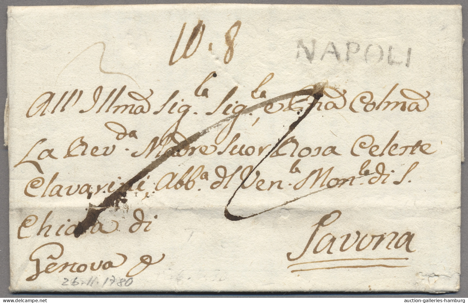Italy -  Pre Adhesives  / Stampless Covers: 1702-1807, Postbüro Des Königreiches - 1. ...-1850 Prephilately