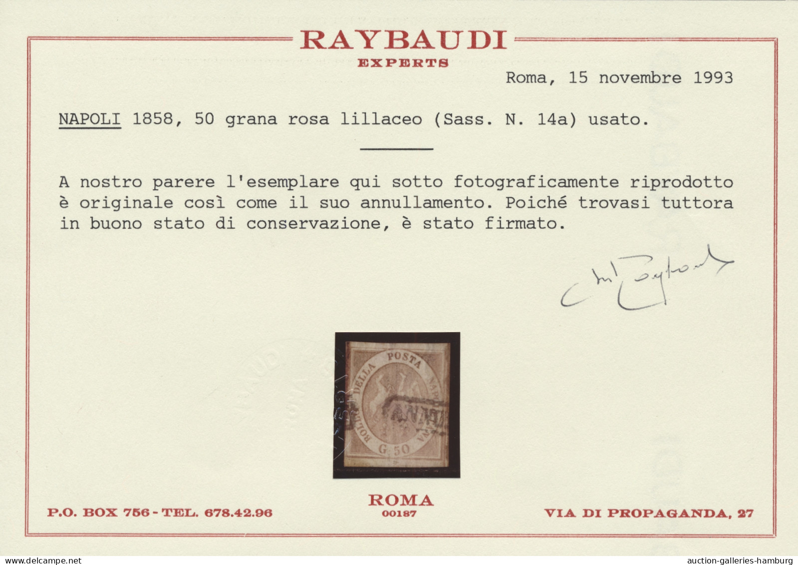 Italian States - Naples: 1858, Mi.No. 7, "50 Grana", Used In Very Fine Quality, - Nápoles