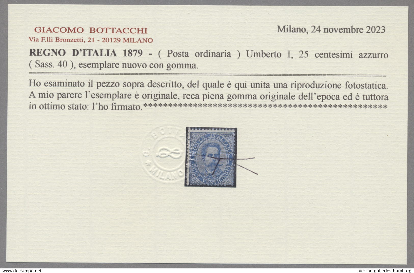 Italy: 1879, "Umberto I." 25 C. Blau In Ungebrauchter Erhaltung, Mit Ausgabetypi - Ungebraucht