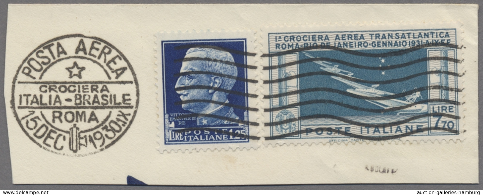 Italy: 1930, "Balbo Flight To Rio De Janeiro", Used On Piece, Signed Bolaffi, Lu - Autres & Non Classés