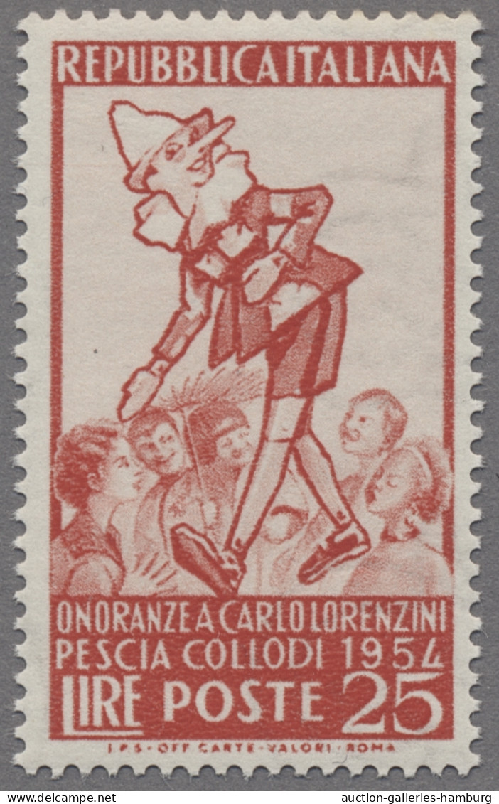 Italy: 1954, Gedenkausgabe Für Carlo Lorenzini, Pinnochio, 25 L. Rot Mit Weißem - 1961-70: Mint/hinged