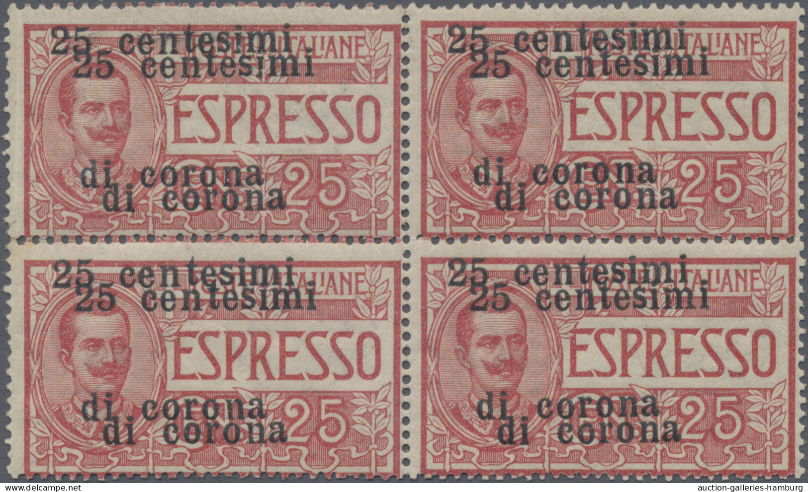 Italy: 1919, Eilbriefmarke 25c. Auf 25c. Rosa Mit Doppeltem Aufdruck, Postfrisch - Trento & Trieste