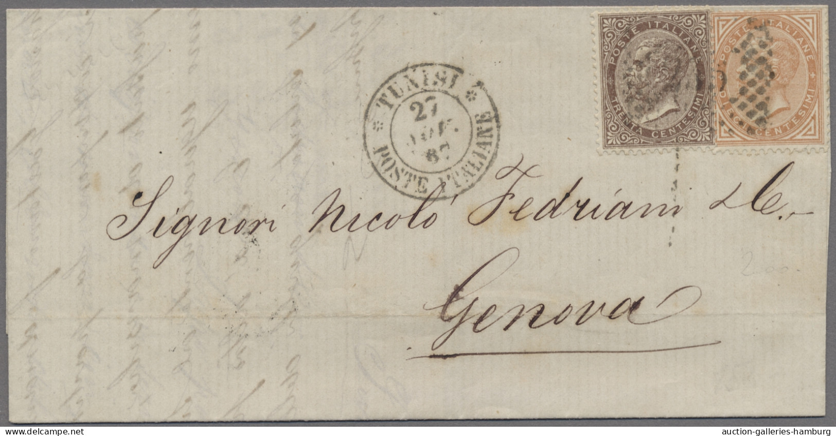 Italien Foreign POs: 1867, NOV 27, EL To Italy Bearing 1o And 30cmi DLR Printing - Autres & Non Classés