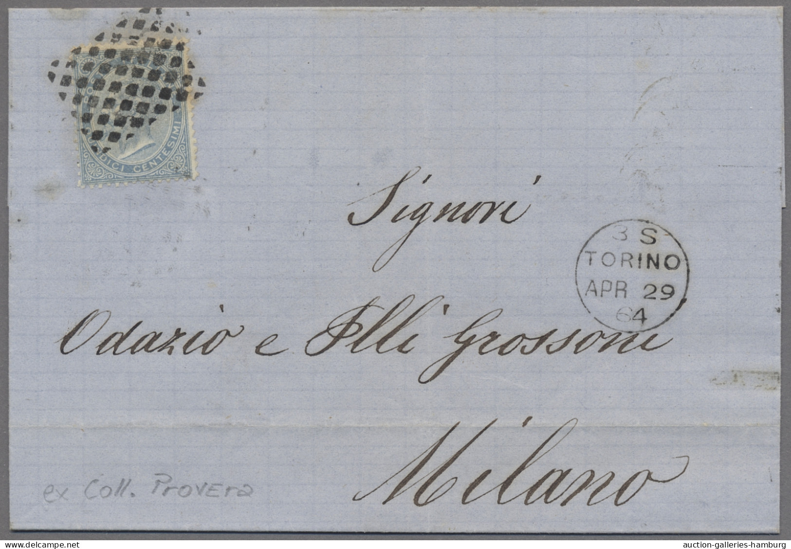 Italy - Post Marks: 1864, Viktor Emanuel II., 15 Cmi. Mattblau Als EF Auf Brief - Marcophilia