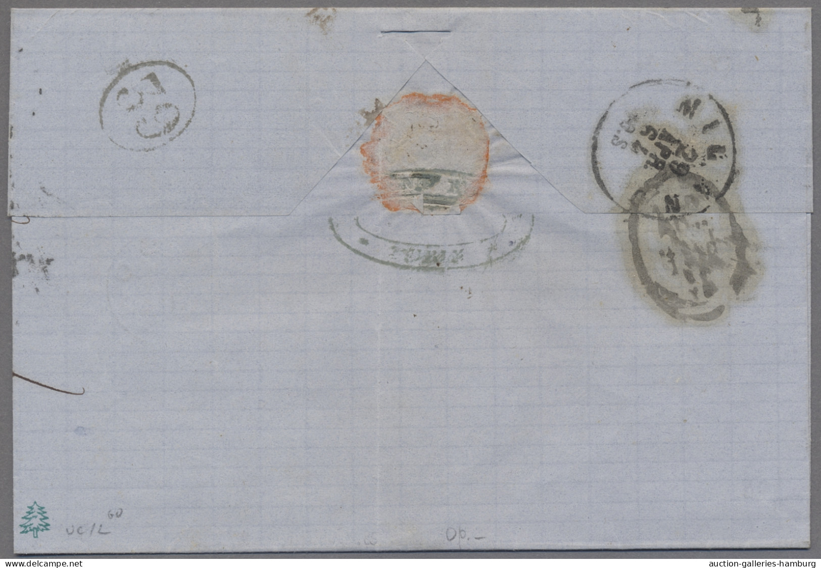 Italy - Post Marks: 1864, Viktor Emanuel II., 15 Cmi. Mattblau Als EF Auf Brief - Marcophilie